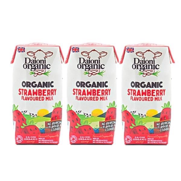 Sữa tươi hữu cơ vị dâu daioni 200ml - lốc 3 hộp